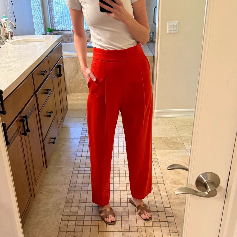 Oscar de la Renta Vibrant Orange-Red Trousers